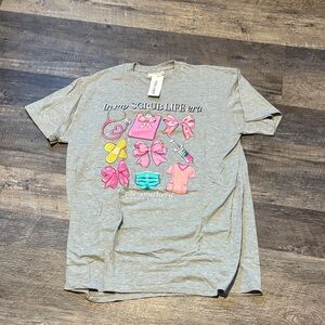 Simply Southern Gray Tee with Pink Accents